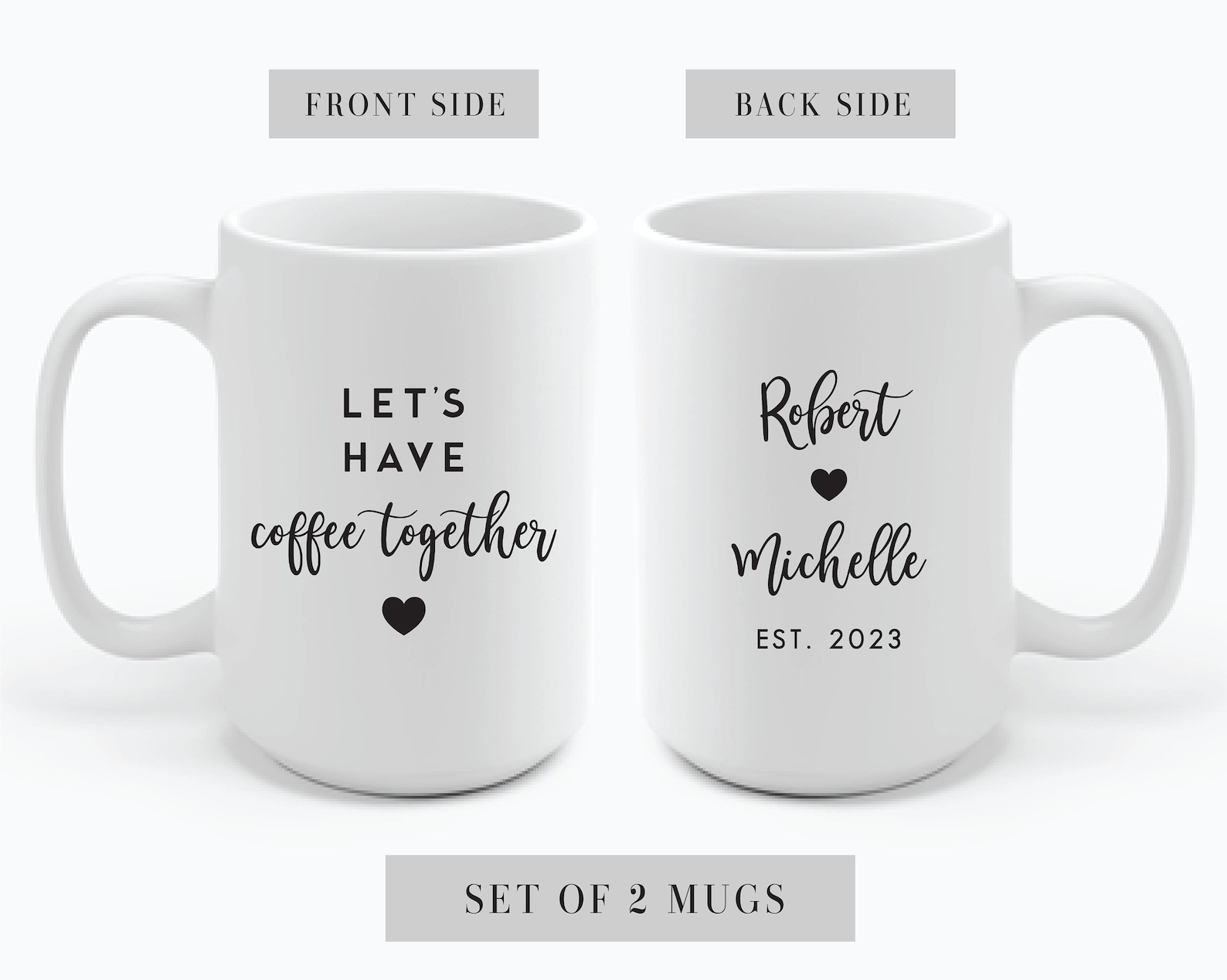 Mr Mrs Mugs Custom Couple Coffee Mug Set Unique Wedding - Etsy