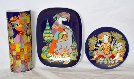 Rosenthal - 希少品 ドイツ製 Rosen Tahl 【Bjorn Wiinblad】C&S Bjorn Wiinblad Rosenthal Three Piece Porcelain Set-1001