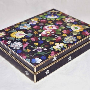 Vintage Japanese Cloisonne Trinket Box-Beautiful, Colorful Floral Patterns