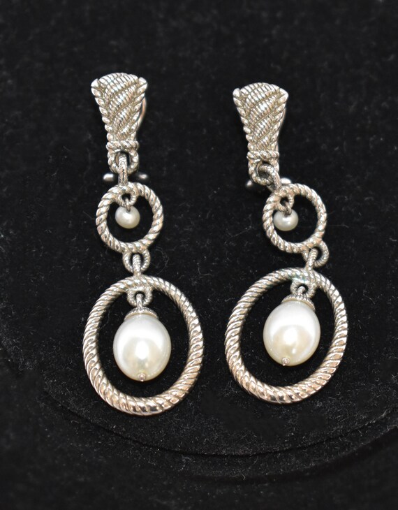 Judith Ripka 925 Sterling Silver and Pearl Earrin… - image 6