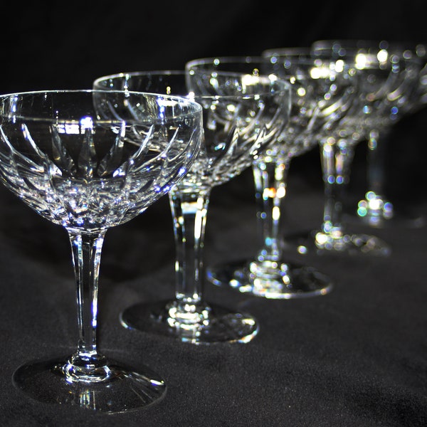 Stuart Crystal Wine Glasses/Dessert Dishes-Art Deco Style-Made in England