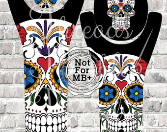 NOT For MB+ | Lady Dia de Los Muertos Sugar Skull  Magic Band 2.0 Decal  Skin | 3 Piece Wrap | Non Glow | Glow Available | Mouse Head Only