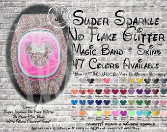 Super Sparkle No Flake Glitter Magic Band + Decal Skin | Bow, Head, And Or Wrap | Video Instructions |