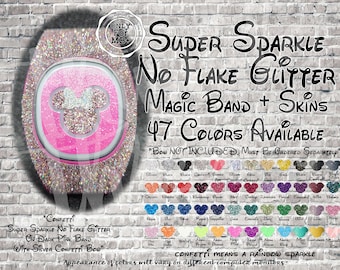 Super Sparkle No Flake Glitter Magic Band + Decal Skin | Bow, Head, And Or Wrap | Video Instructions |