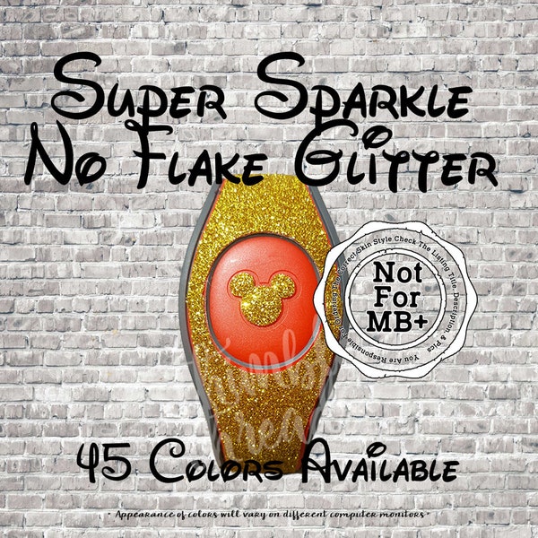 NOT For MB+ | Super Sparkle No Flake Glitter Magic Band 2.0 Decal Skin |  |Center Mouse Head or Puck Icon