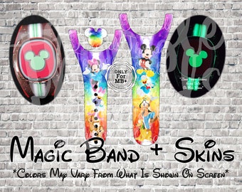 Classic Pals Watercolor Magic Band + Decal Skin | Only Fits MB+ | 3 Piece Wrap | Video Instructions | 2022 Band