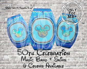 50th Celebration Shining Stars Magic Band + Decal Skin |Only Fits MB+ |Bow, Head, And Wraps Available |Video Instructions