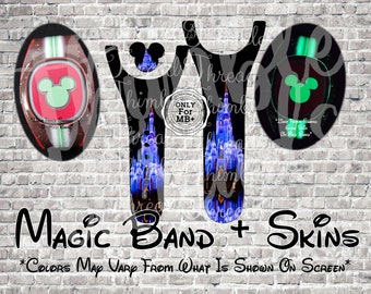 Frozen Ice Castle Christmas Magic Band + Decal Skin | Only Fits MB+ | 3 Piece Wrap | Video Instructions |