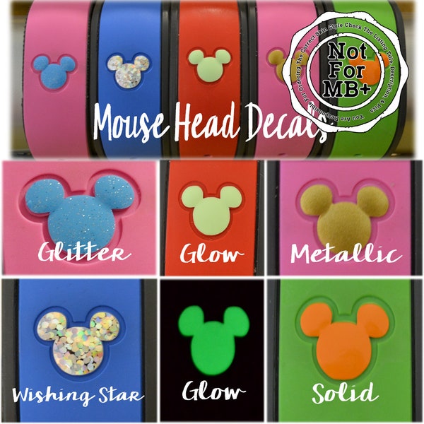 Ships 5/14 NOT For MB+ | Classic Mouse Head Decal for 2.0 Magic Band | Head ONLY | For Magic Band Styles 2.0 & 1.0 | Wishing Star |