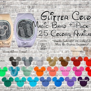 Glitter Magic Band + Puck Decal Skin | Only Fits MB+ | 25 Colors | Only Puck | Video Instructions| Solid Or Mouse Cut Out