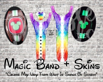 Rainbow Watercolor Magic Band + Decal Skin | Only Fits MB+ | 3 Piece Wrap | Video Instructions | 2022 Band