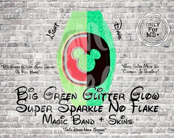 MagicBand+ Skin Mouse Head ONLY | Big Green Glow Glitter Super Sparkle Band Cover | Disney Trip Accessory