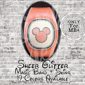 Sheer Glitter Magic Band + Decal Skin| Translucent | Bow, Head, And Arm Wraps Available | Video Instructions  |