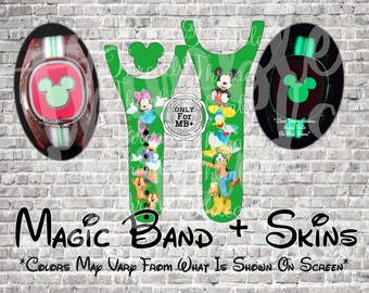 Classic Pals Watercolor Green Magic Band + Decal Skin | Only Fits MB+ | 3 Piece Wrap | Video Instructions | 2022 Band