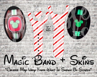 Candy Cane Christmas Stripe Magic Band + Decal Skin | Only Fits MB+ | 3 Piece Wrap | Video Instructions |  MVMCP