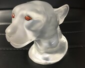 Vintage Saint Louis French Crystal Leopard Head Paper Weight with Brown Eyes Rare St Louis Crystal, Cristalleries de Saint Louis, Wild Life