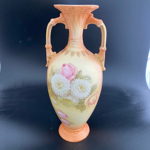 Austrian Ceramic Double Handled Blue Vase Austrian Ceramic Double Handled Blue Vase