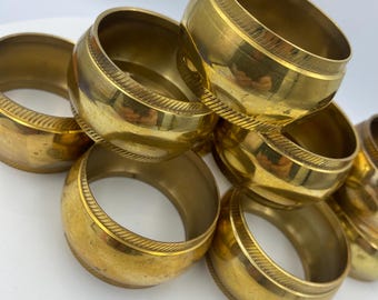 Vintage Brass Napkin Rings - Set of 10 Convex Holders