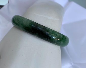 Vintage Green Jadeite Bangle Bracelet: Real Gemstone, New Old Stock
