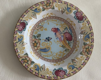 Spode England Sumatra Grande piatto da 16" Design uccelli farfalle Edizione limitata 838/1100 Commissionato Tim Hortons F1995, Ispirato alla natura 1995