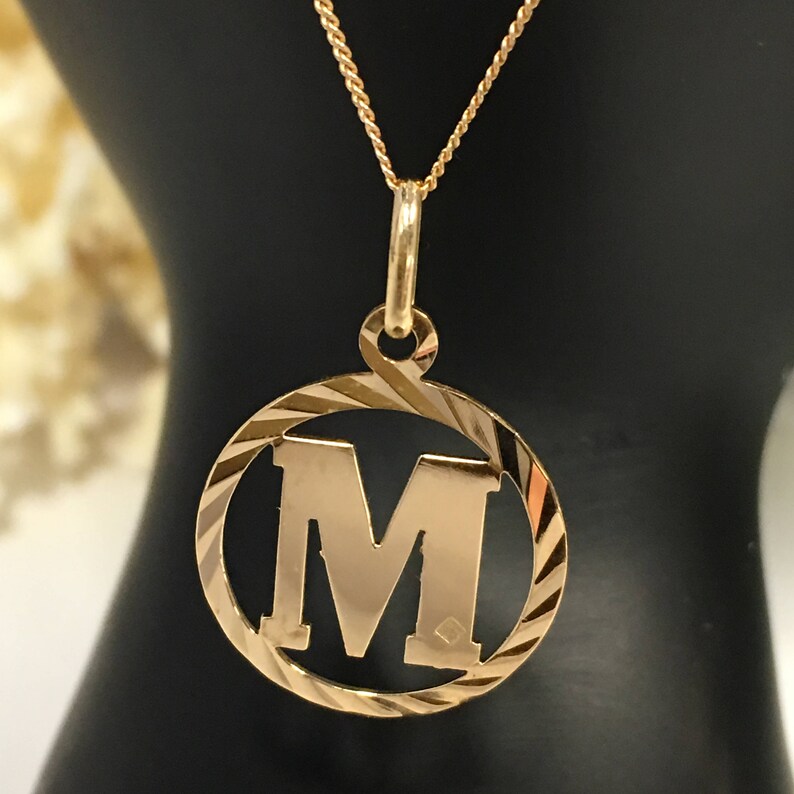 Vintage Letter M Pendant in 18k Gold M Pendant M Gold Etsy