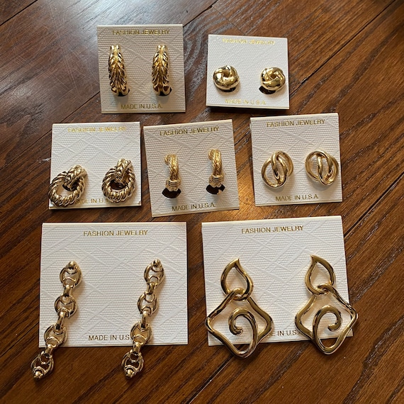 Gold Tone Earrings Gold Plated Earrings Elegant E… - image 8