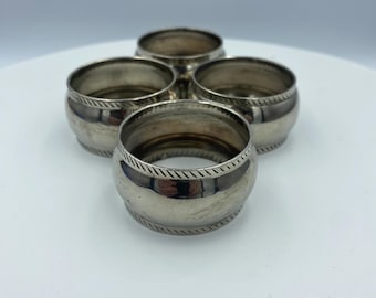 Vintage Stainless Steel Napkin Rings - Convex Design, Set of 4