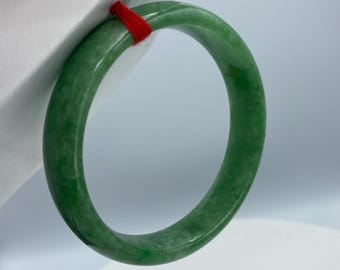 Vintage Green Jadeite Bangle Bracelet: Real Gemstone, Good Luck Gift