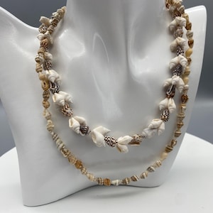 Vintage SeaShell Necklace Handmade In The Philippines Boho Beach Jewlery 34" long Tiny SeaShell Necklace Handmade Natural Seashells
