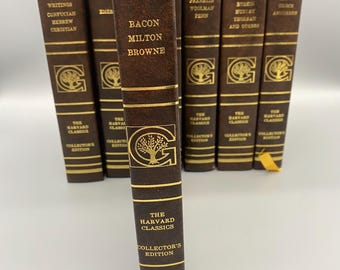 Edición en cuero sintético de Clásicos de Harvard: Bacon, Milton, Browne - Libro de colección Grolier de 1980