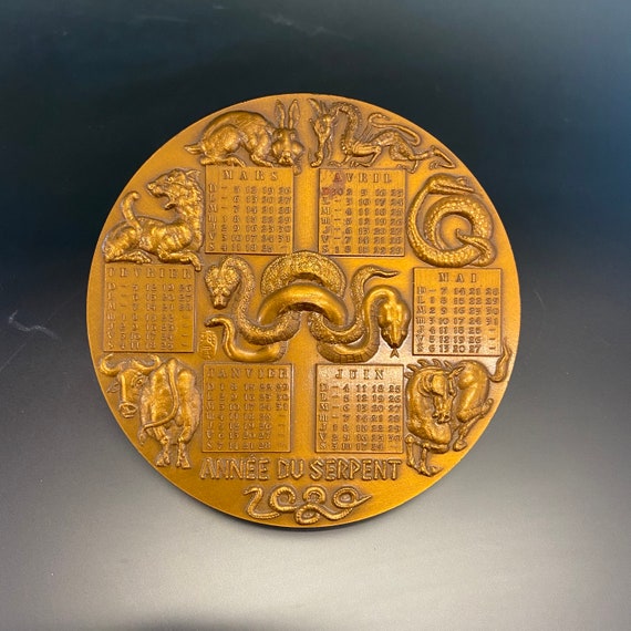 Sceau Tampon Ancien – Bronze – Serpent Du Zodiaque Chinois – Caractères Chinois