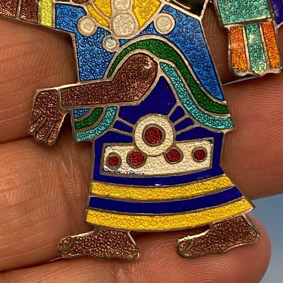 Rare Castelan Mexico Sterling Enamel Pendant Brooch M… - Gem