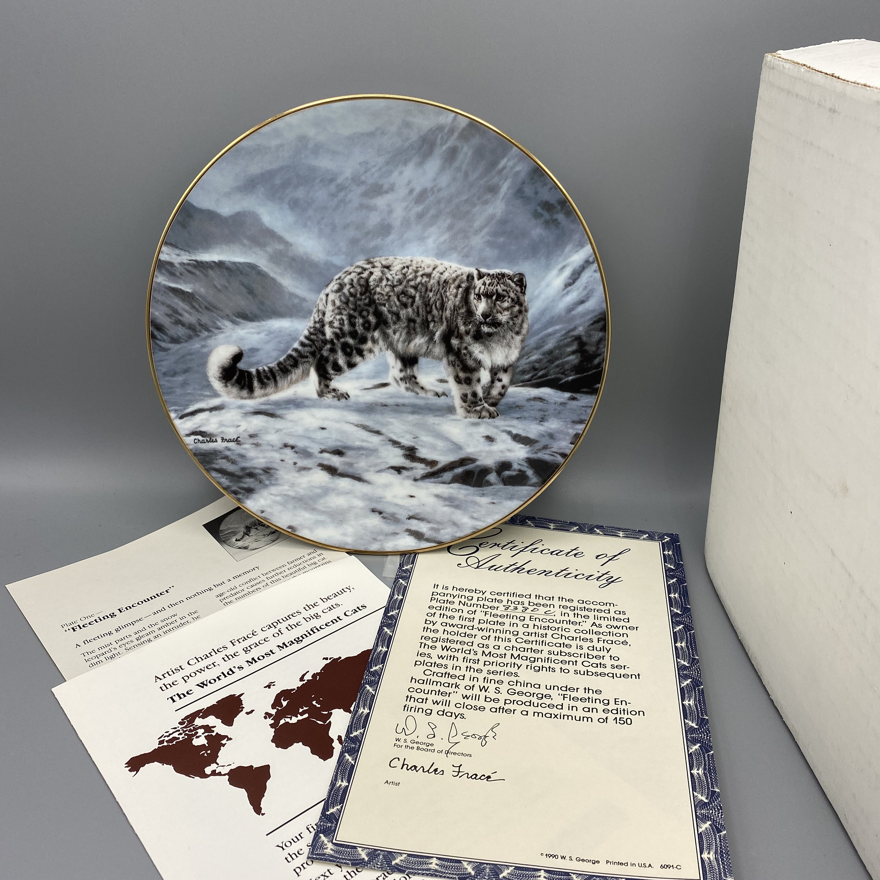 Charles Frace 'fleeting Encounter' Collector Plate: Snow Leopard