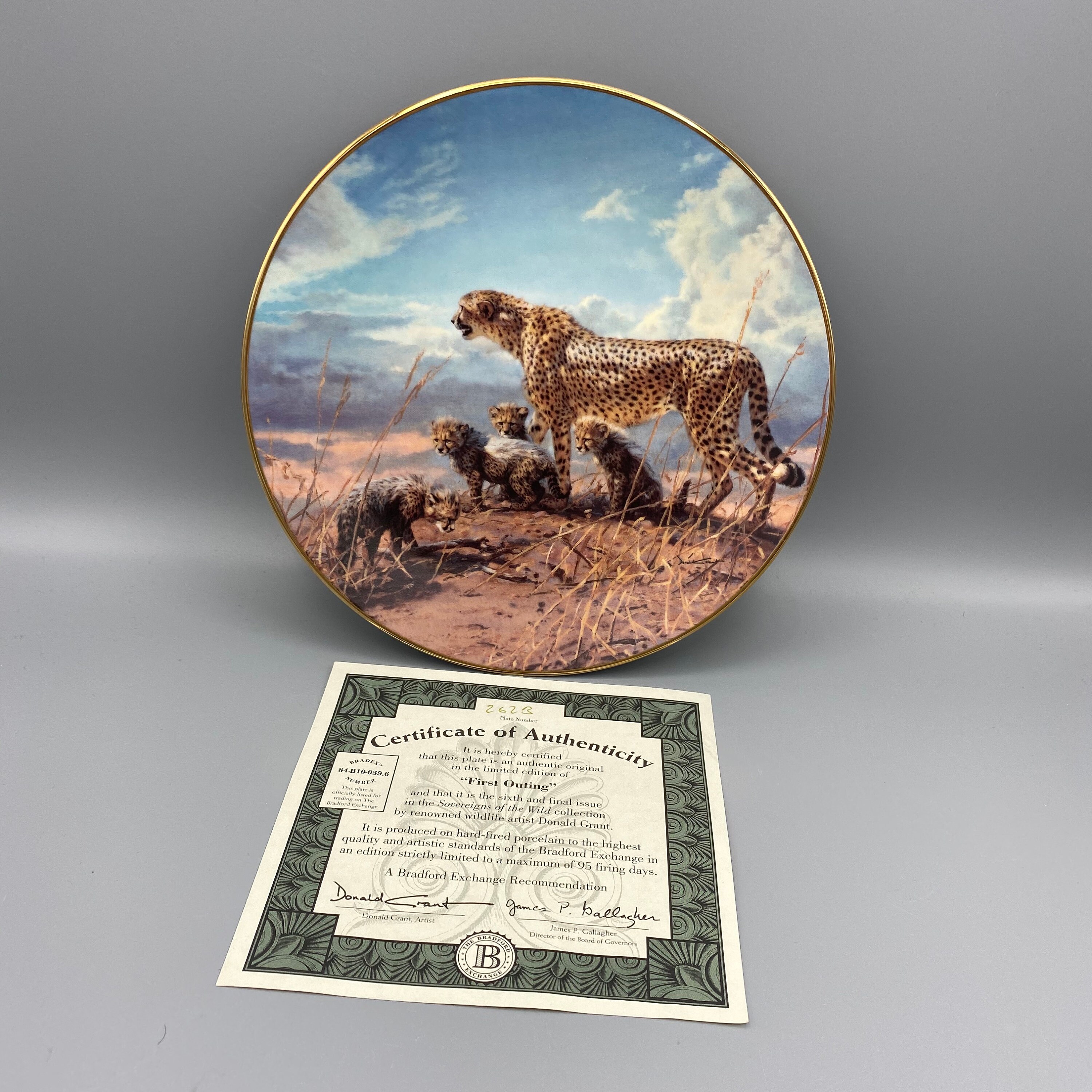 Donald Grant Cheetah Collector Plate: Bradford Exchange, First