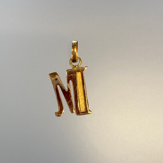 Vintage Letter M Pendant 18k Gold M 