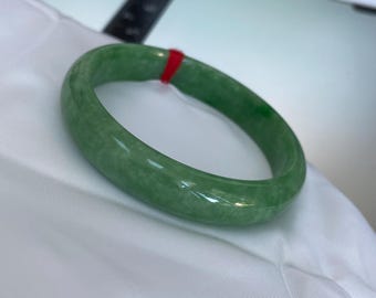Vintage Green Jadeite Bangle: Gemstone Bracelet, Good Luck Gift