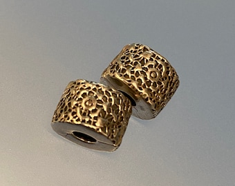 Vintage Pandora Sterling Silver Floral Bead Clip Charms (Set of 2)