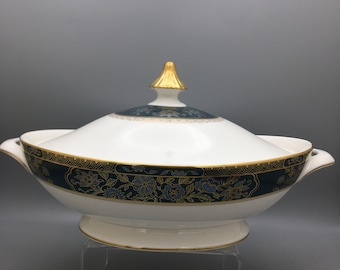 ROYAL DOULTON Carlyle patroon ovaal gedekt plantaardige Bowl & deksel H5018 patroon, Engels porselein, fijne China serveren stukken