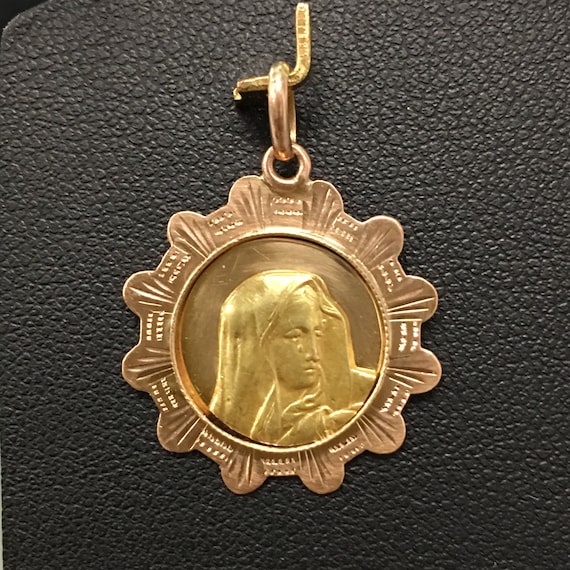 Vintage 18k Gold Virgin Mary, 750 Gold Weeping Mad