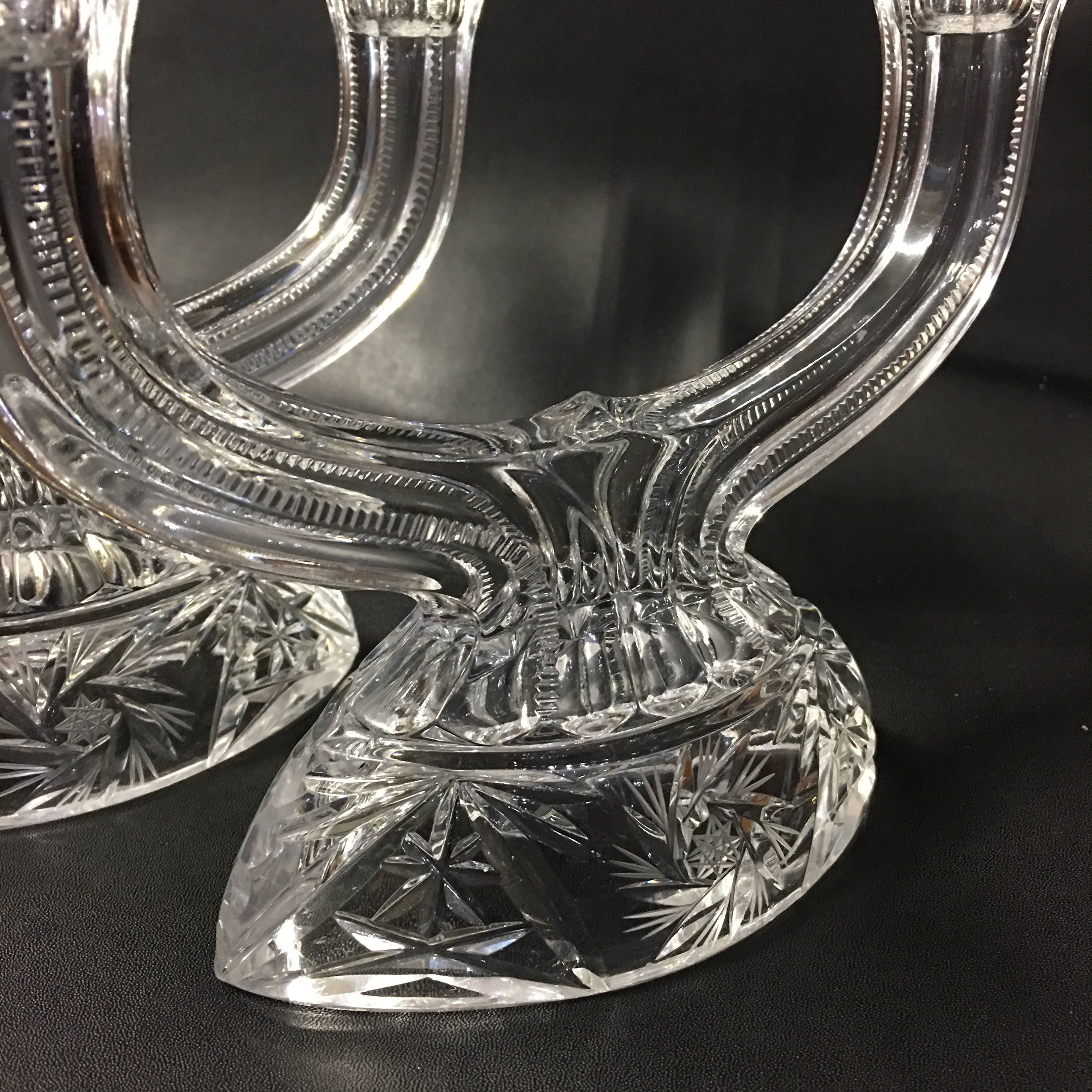 Pair of Double Candle Holders Crystal Double Candle Holders Etsy
