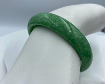 Vintage Green Jadeite Bangle Bracelet: Real Gemstone, Good Luck Gift