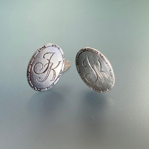 Vintage Monogramm Silber Manschettenknöpfe: 1940s schwedisches Design