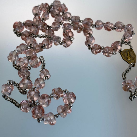 Vintage Pink Crystal Rosary FRENCH ROSARY Beads F… - image 2