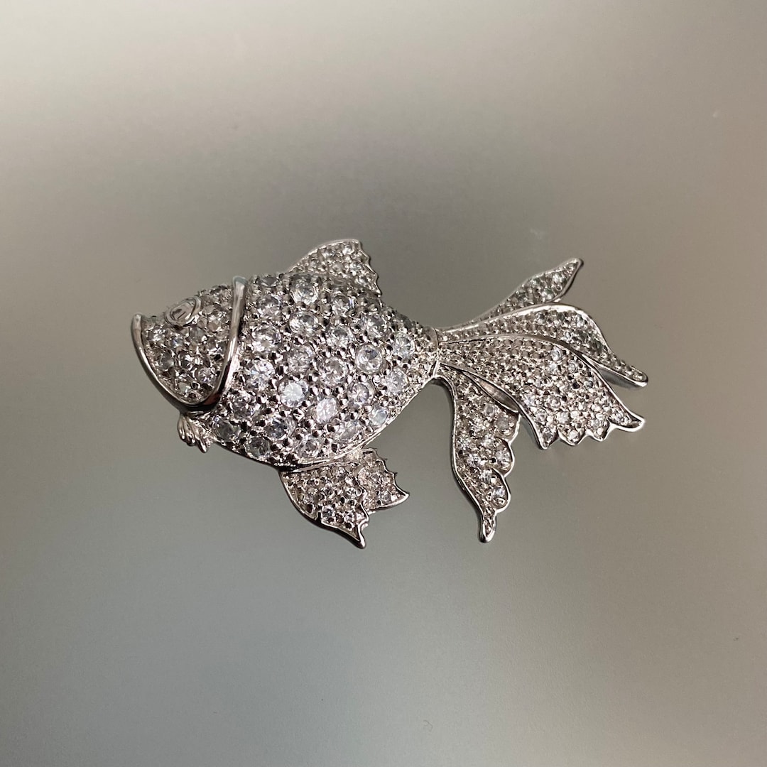 Large Fish Pendant Zodiac Pendant Sterling Silver Cz Set PISCES ...