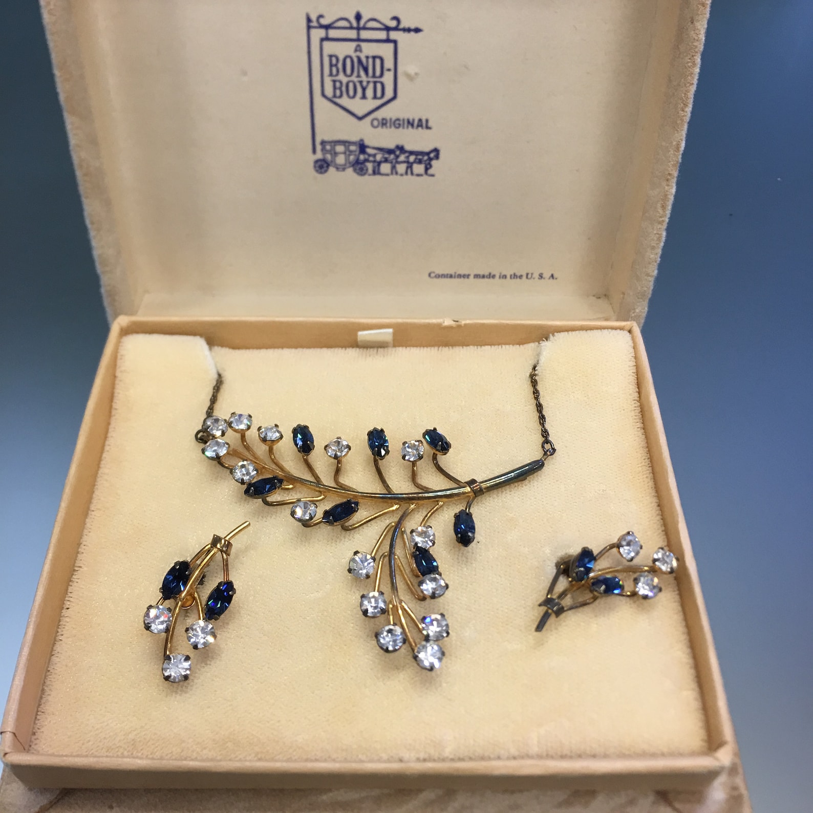 Vintage Bond Boyd Sterling Silver Necklace Earrings Set Blue Etsy Canada