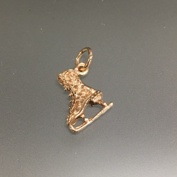 Vintage 10K Gold Figure Skate Charm, Ornate Filigr