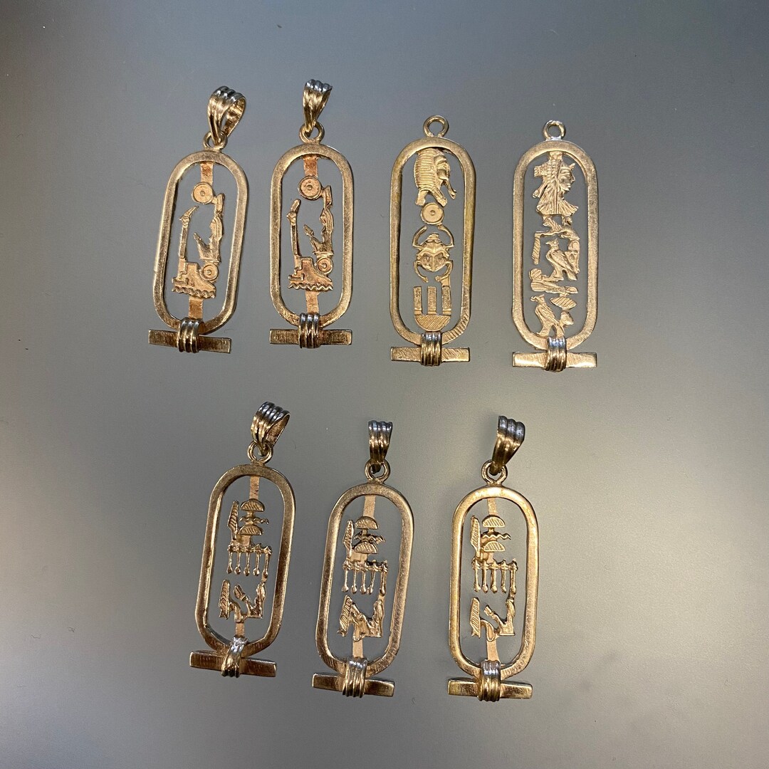 Pendentif Égyptien Ancien En Argent Sterling 925 - Cartouche Hiéroglyphique - Occasion Superbe État