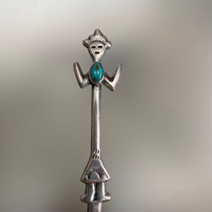 Navaho Sterling Silver YEI Spoon with Turquoise, Sterling Silver Souvenir Spoon,