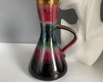 Vintage Drip Glaze Pitcher Vase: MCM West Germany Retro Decor