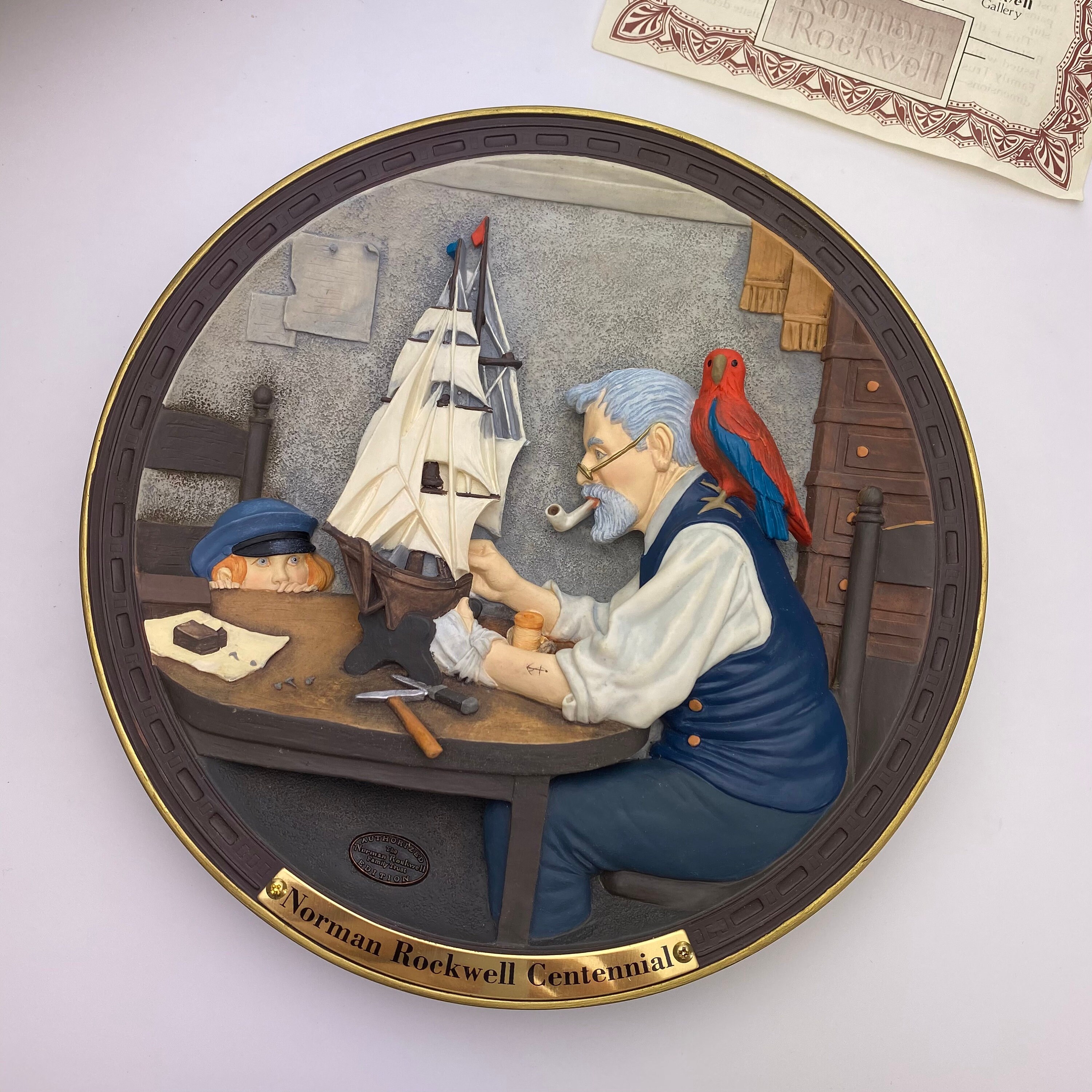 ノーマン・ロックウェル☆ ノーマン・ロックウェル生誕100周年記念プレート：造船所、3D